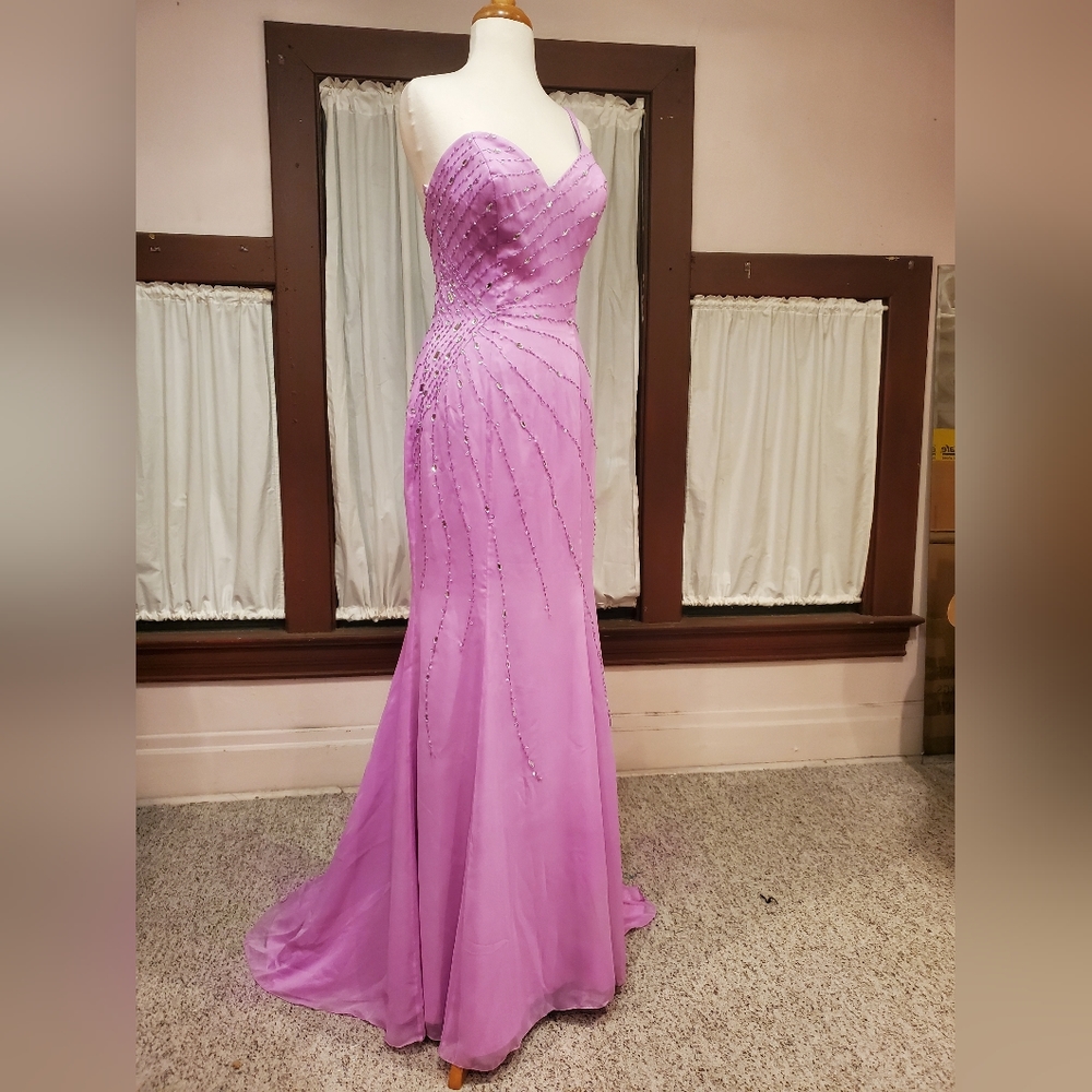Orchid One Shoulder Beaded Gown